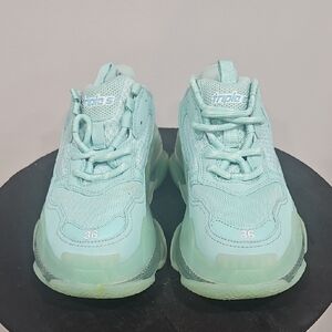 Balenciaga Kids Mint Green Triple S Style Sneakers